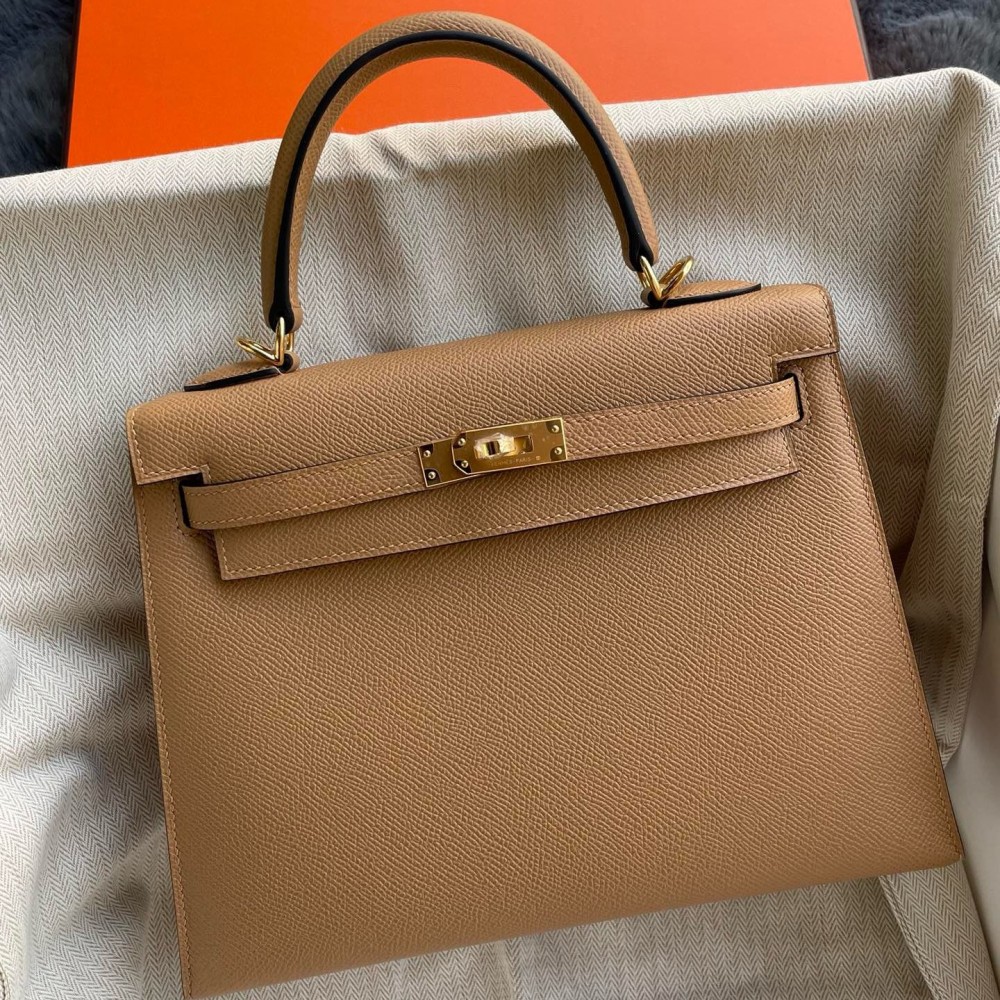 High Quality Replica Hermes Kelly Sellier 25 Handmade Bag In Chai Epsom Calfskin $ 549 USD