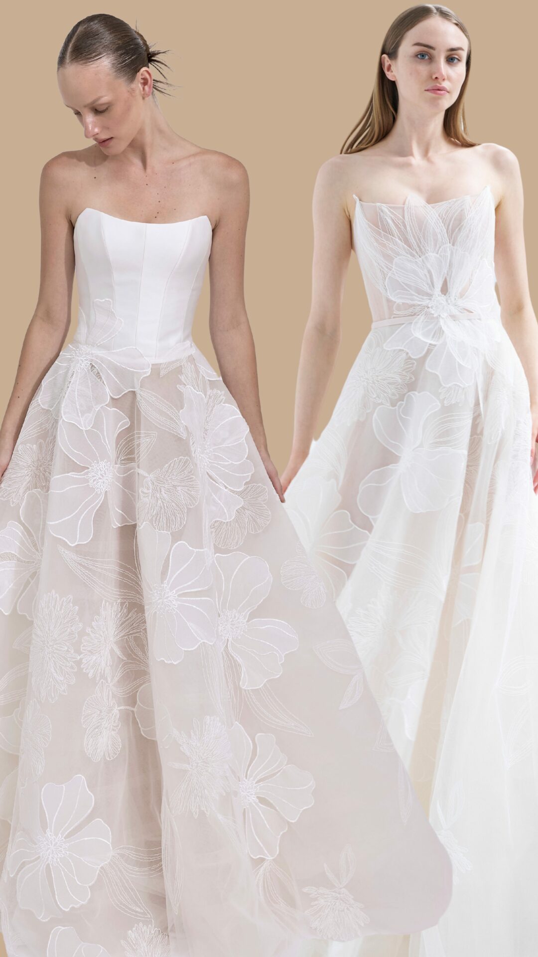 Ness & Nessia: Couture Twin Bridal Gowns by Mira Zwillinger
